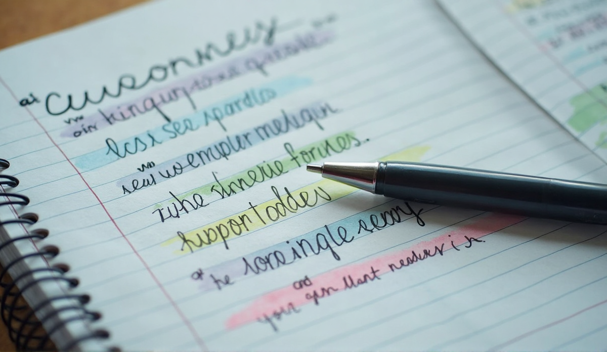 Revision notes organized by topic in neat handwriting with color-coded highlights