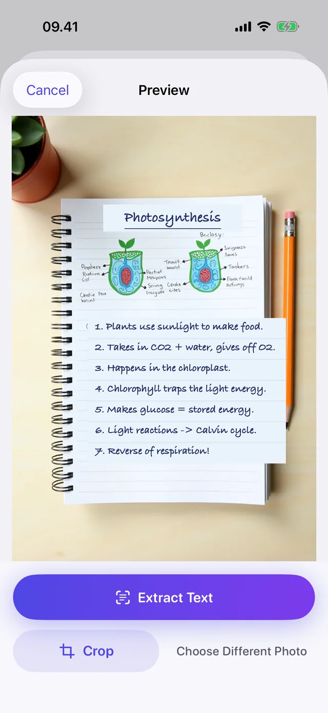 Photo of handwritten biology notes ready to be turned into cards