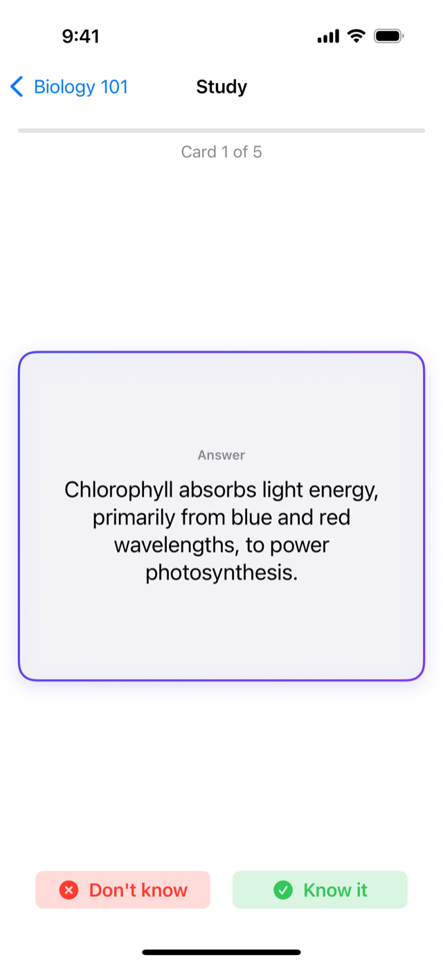 Study — Answer side